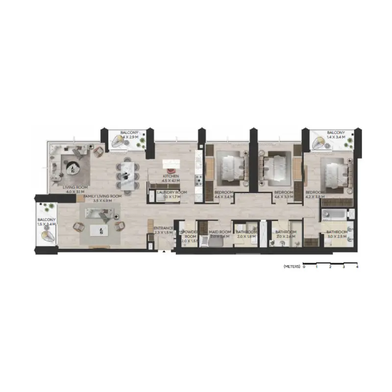 3 bedroom floor plan