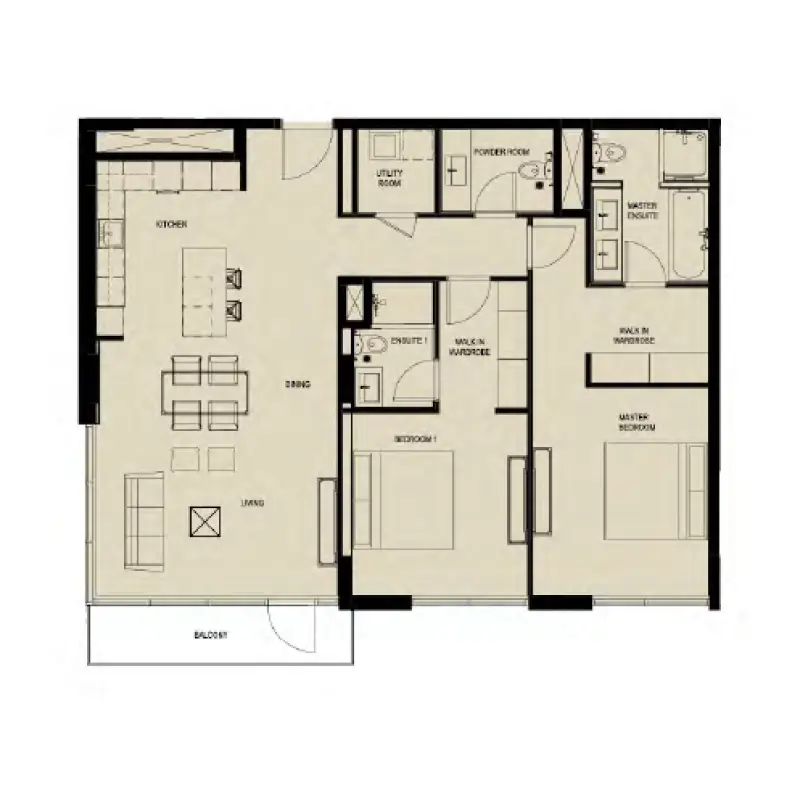 2 bedroom floor plan