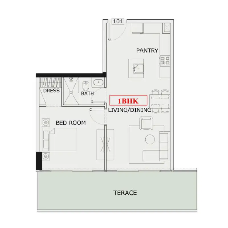 1 bedroom floor plan