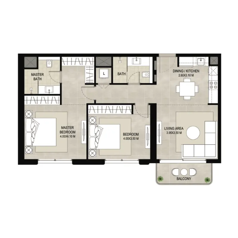 2 bedroom floor plan