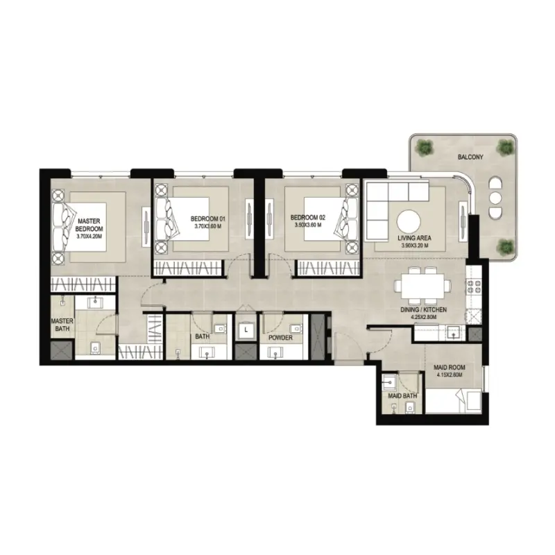 3 bedroom floor plan
