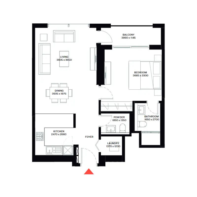 1 bedroom floor plan