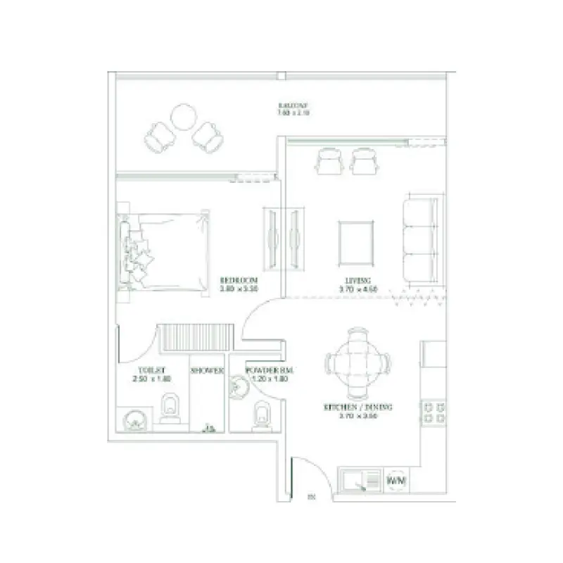 1 bedroom floor plan