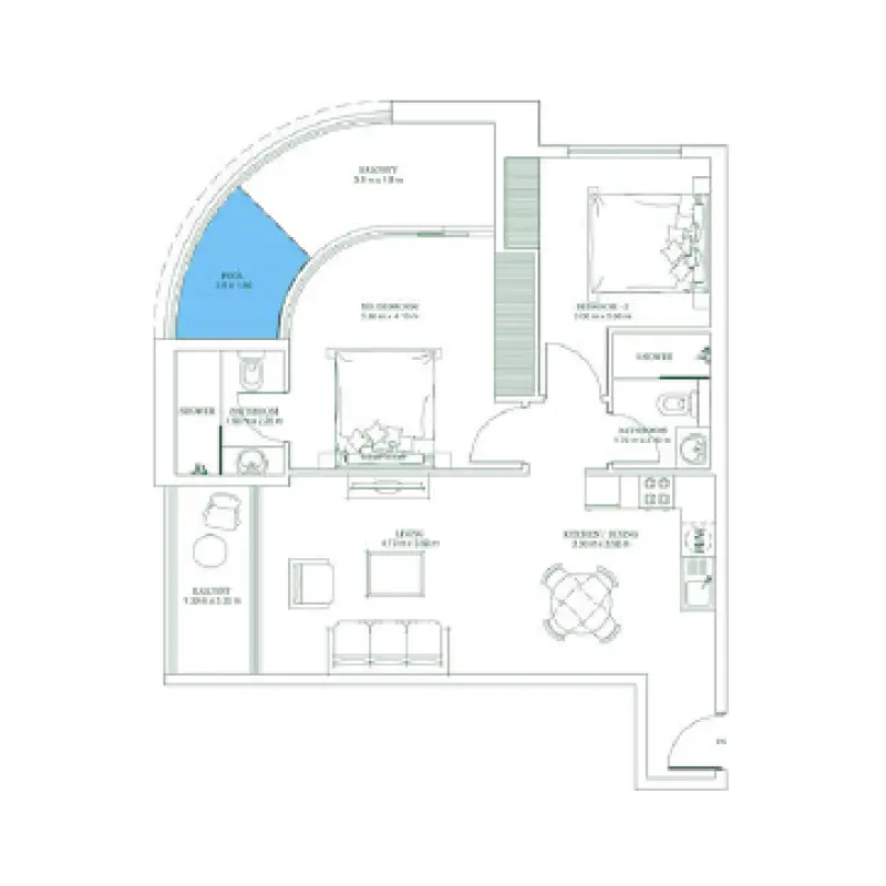 2 bedroom floor plan