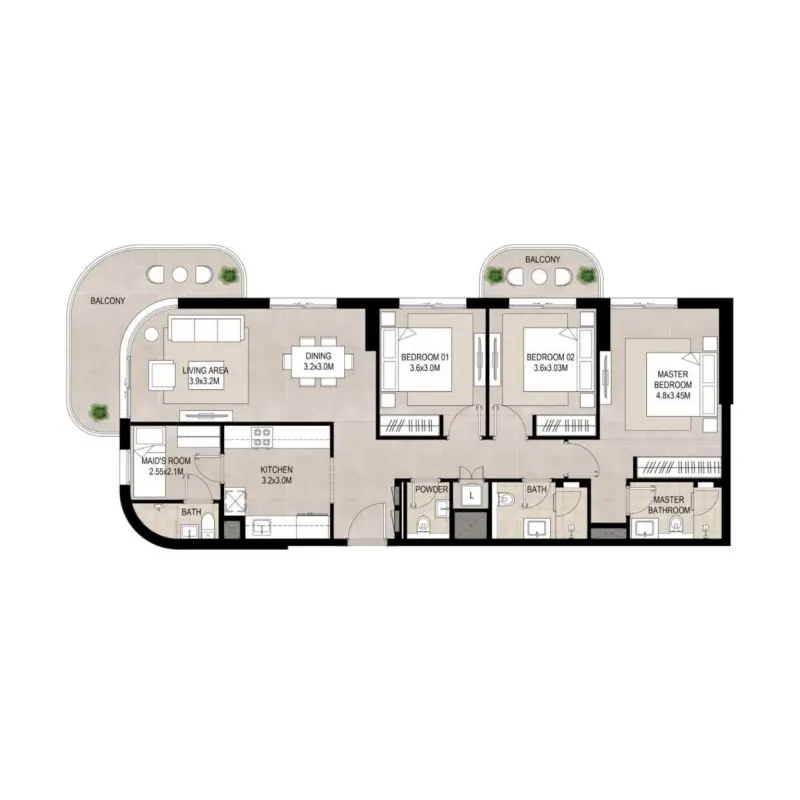 3 bedroom floor plan