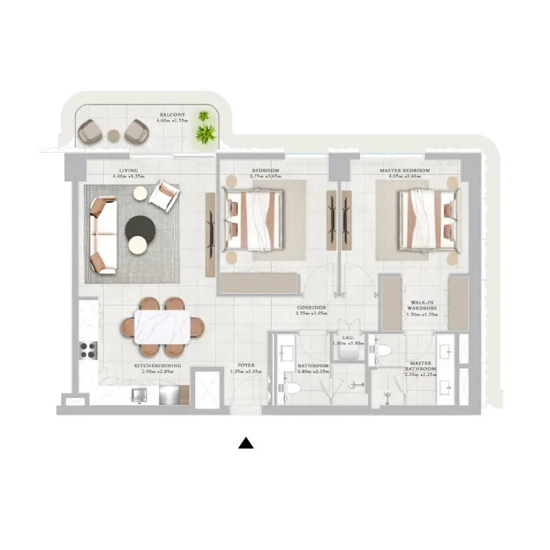 2 bedroom floor plan