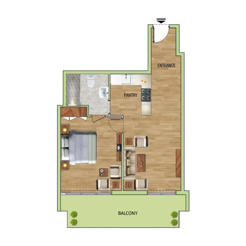 1 bedroom floor plan