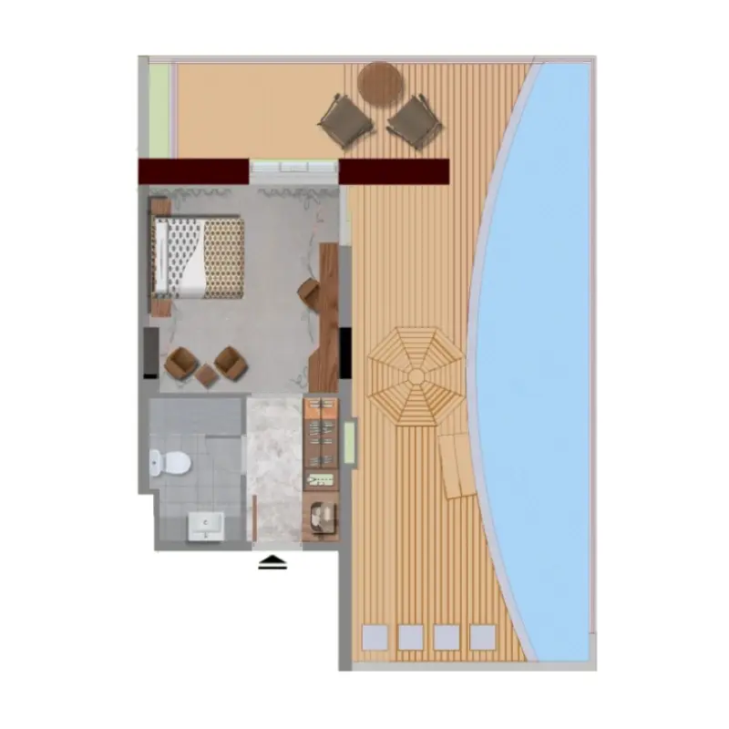 Studio + Pool floor plan