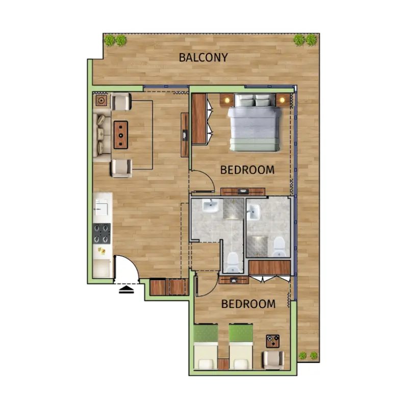 2 bedroom floor plan