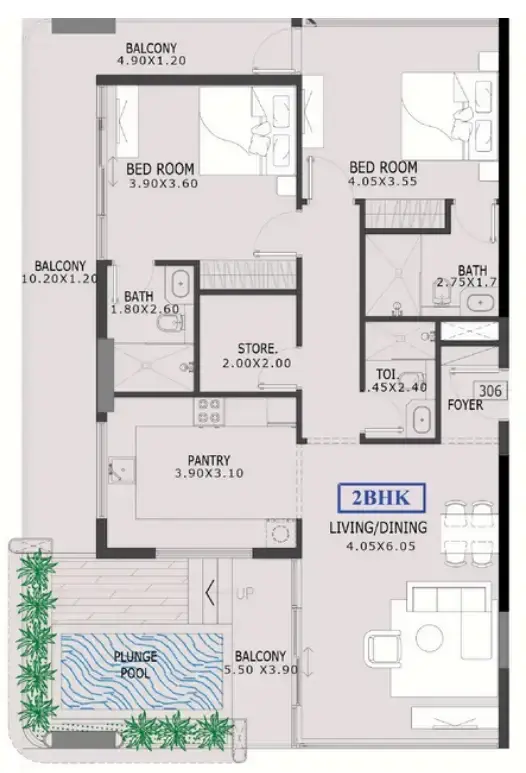 2.5 bedrooms apartments - Estrella By Nexus floor plan