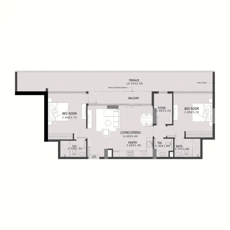 2 bedroom floor plan