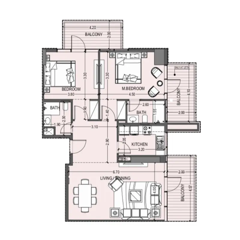 2 bedroom floor plan