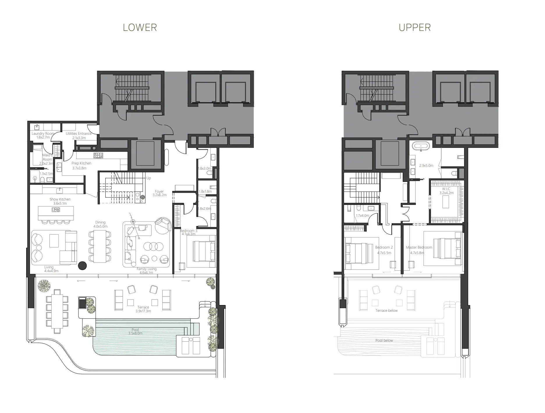 3 Bedrooms duplex - The Alba Residences by Omniyat floor plan