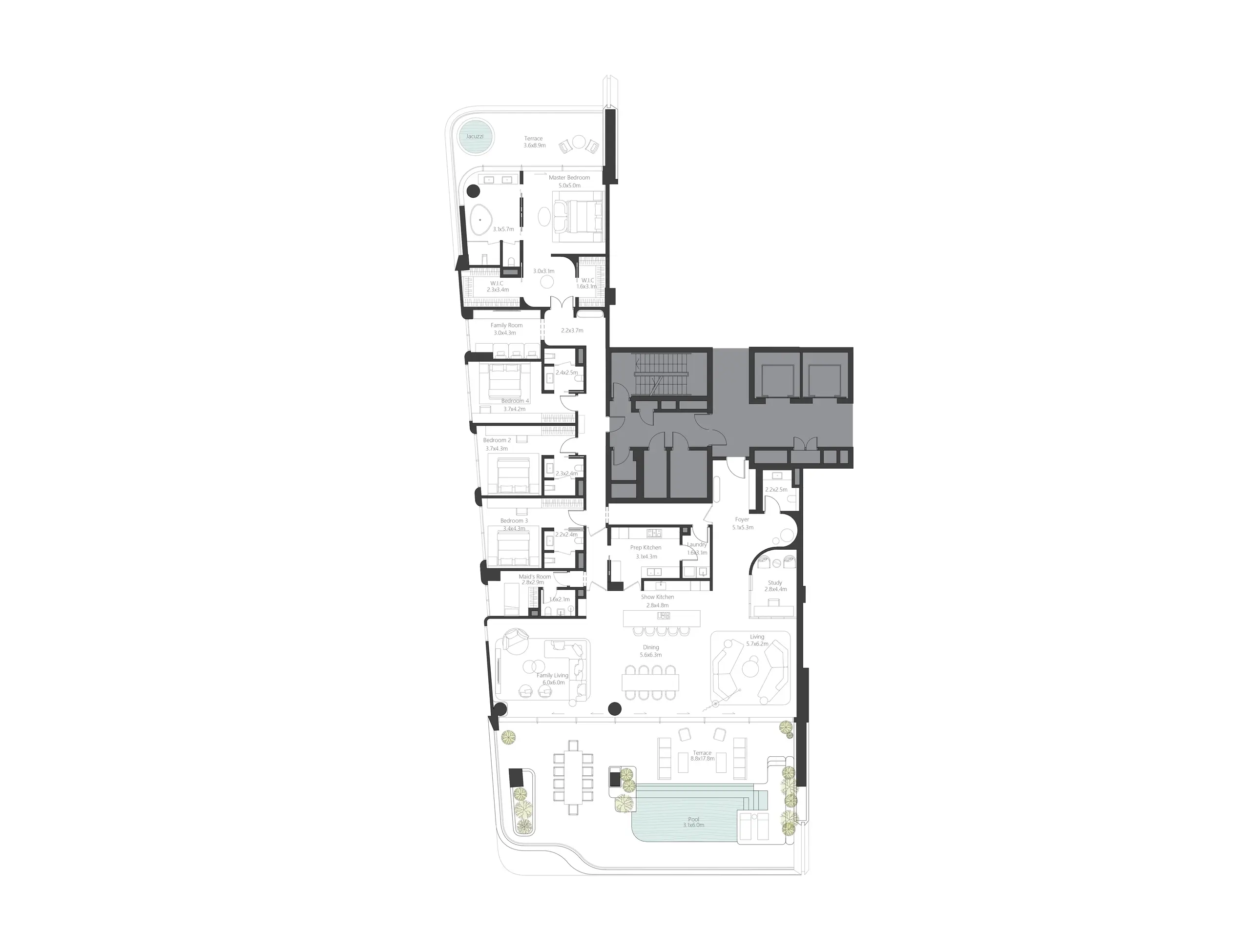 4 Bedrooms apartments - The Alba Residences by Omniyat floor plan