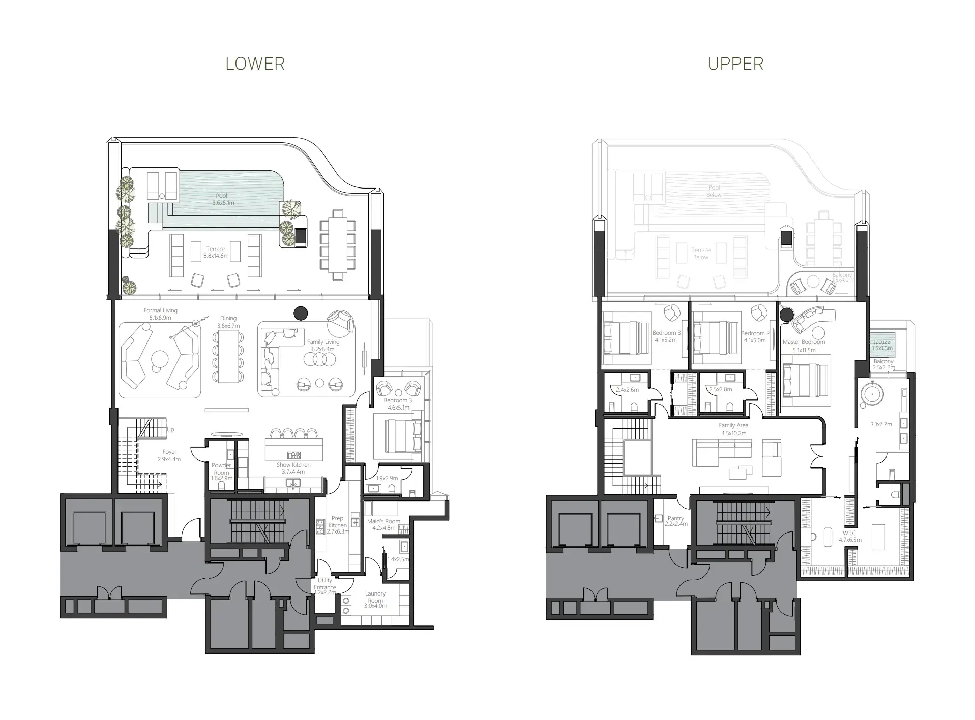 4 Bedrooms duplex - The Alba Residences by Omniyat floor plan