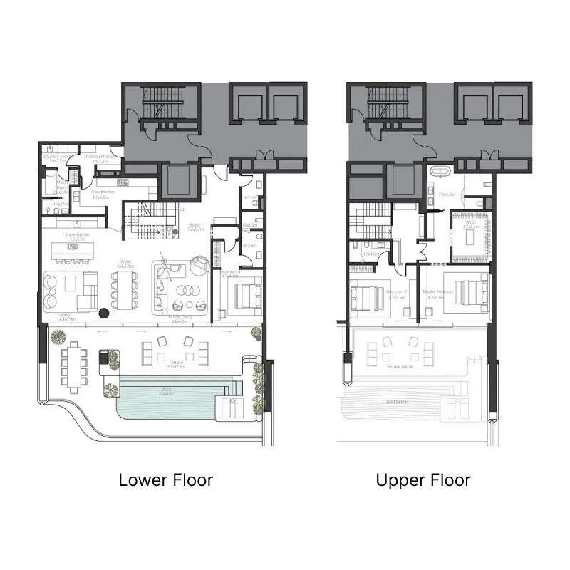3 bedroom + pool floor plan