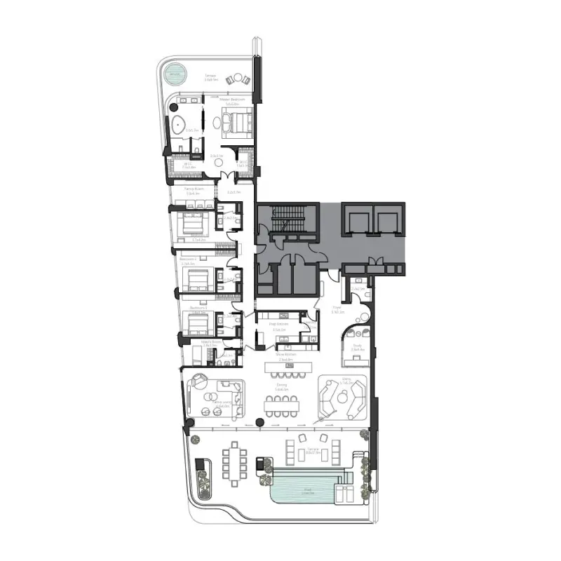 4 bedroom + pool floor plan