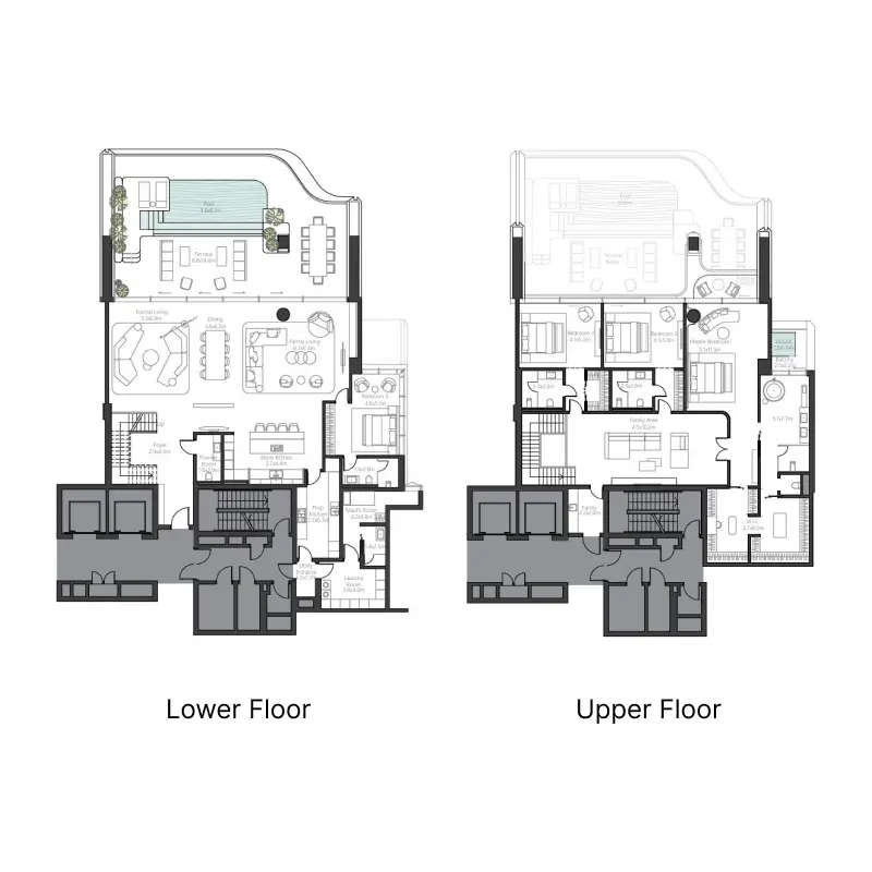 4 bedroom + pool floor plan