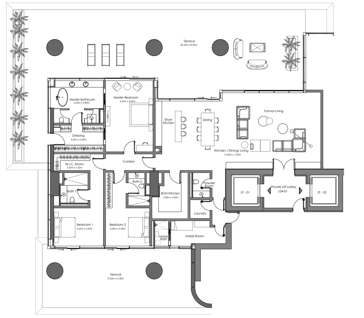 3.5 bedrooms apartments - Vela Dorchester Collection floor plan