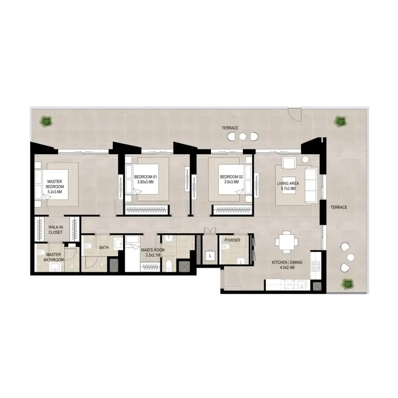 3 bedroom floor plan
