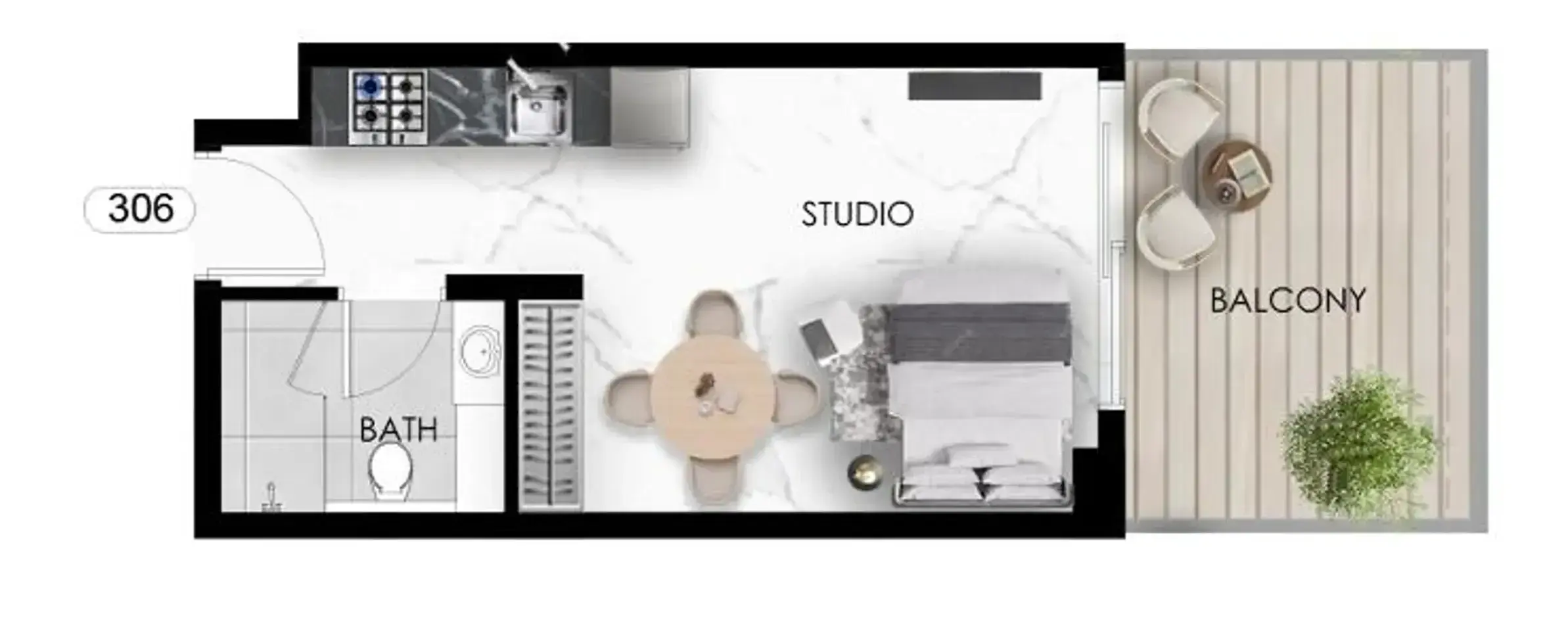 Studio apartments - The Eighty Three floor plan