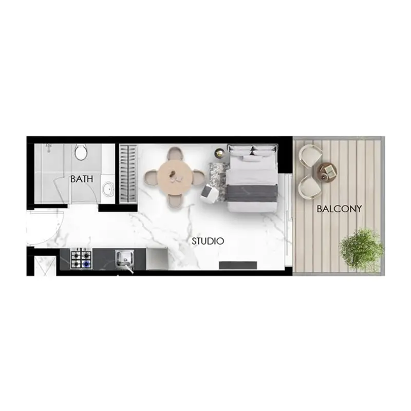 Studio Apartments -  The Eighty Three floor plan