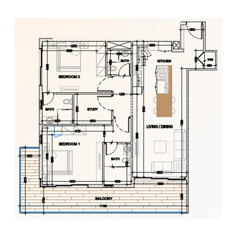 2 Bedrooms apartments - Bling Avenue 1 floor plan