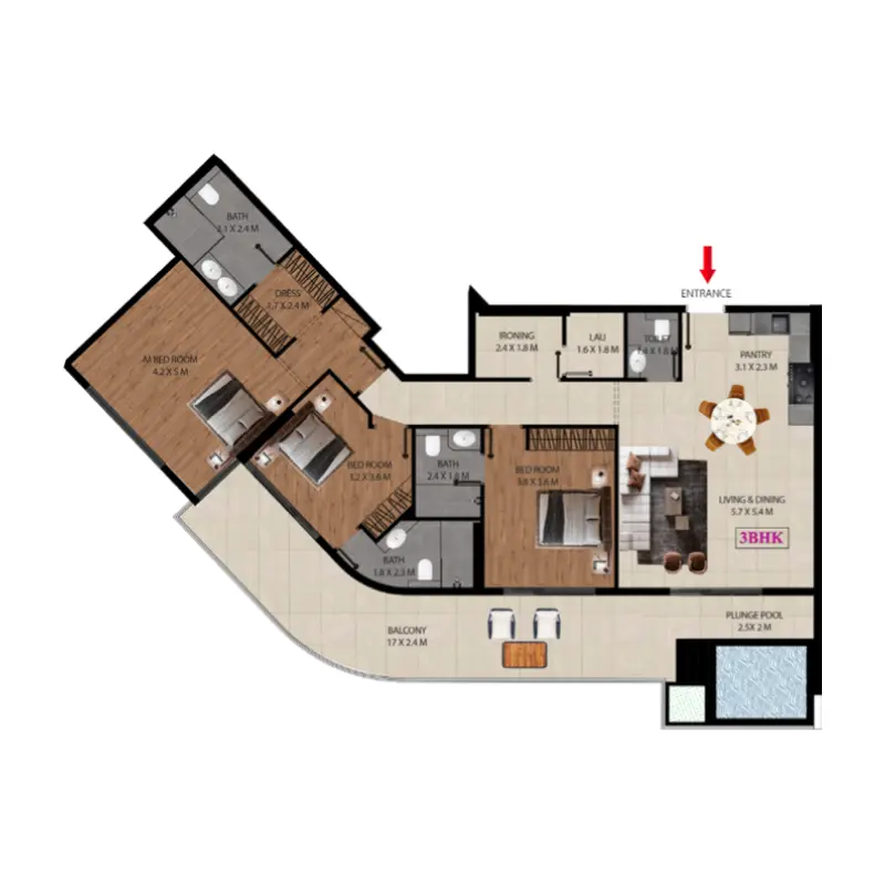 3 bedroom floor plan