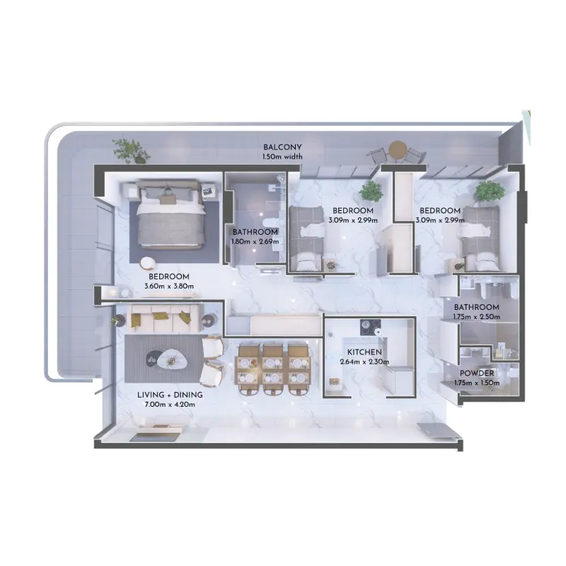 3 bedroom floor plan
