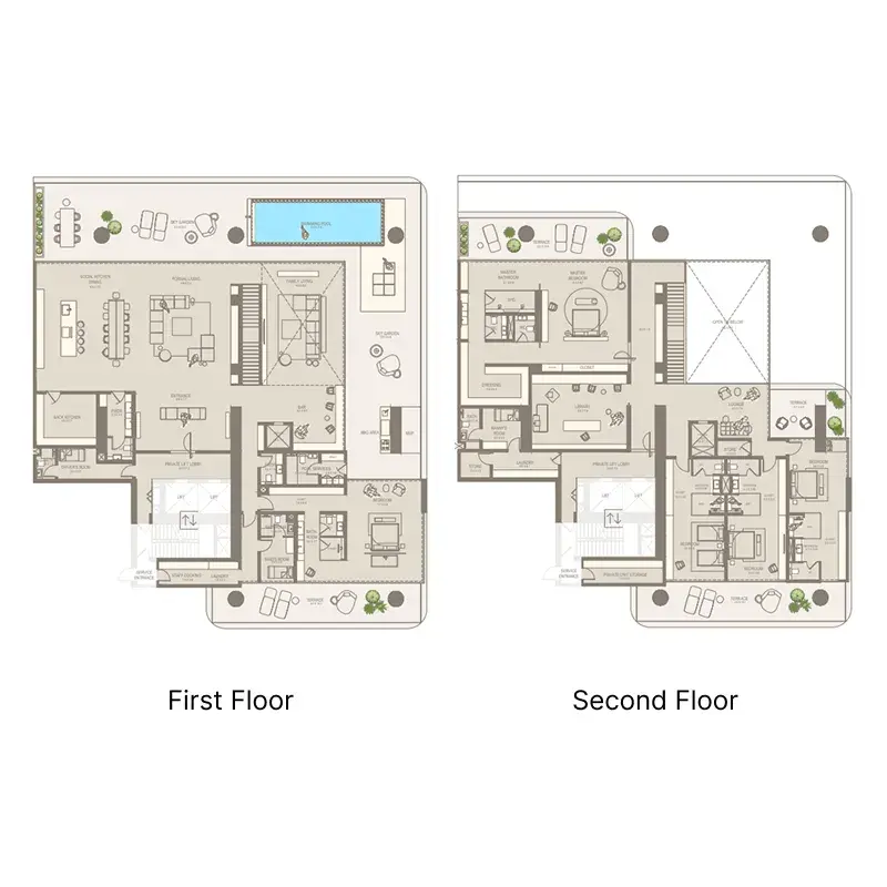 5 Bedrooms penthouse - The Chedi Private Residences floor plan