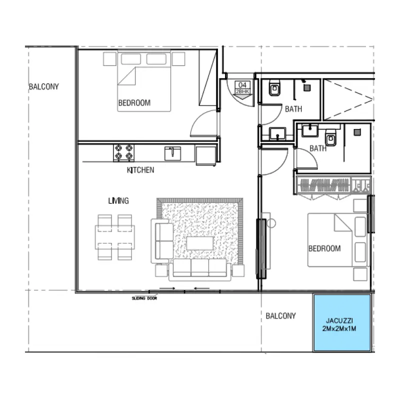 2 bedroom floor plan