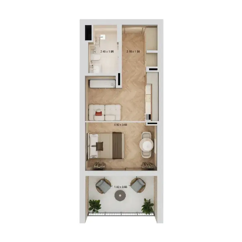 Studio apartments - Arisha Terraces floor plan