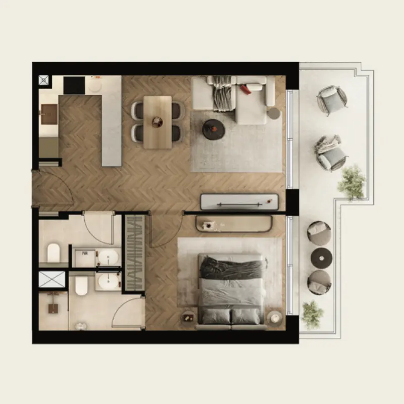 1 bedroom floor plan