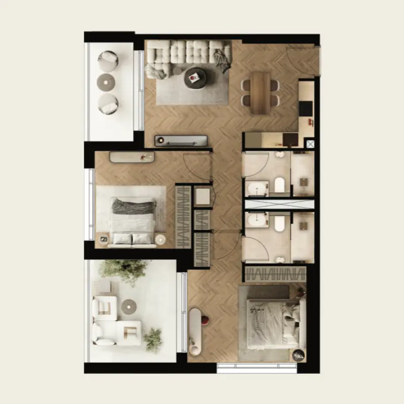 2 bedroom floor plan