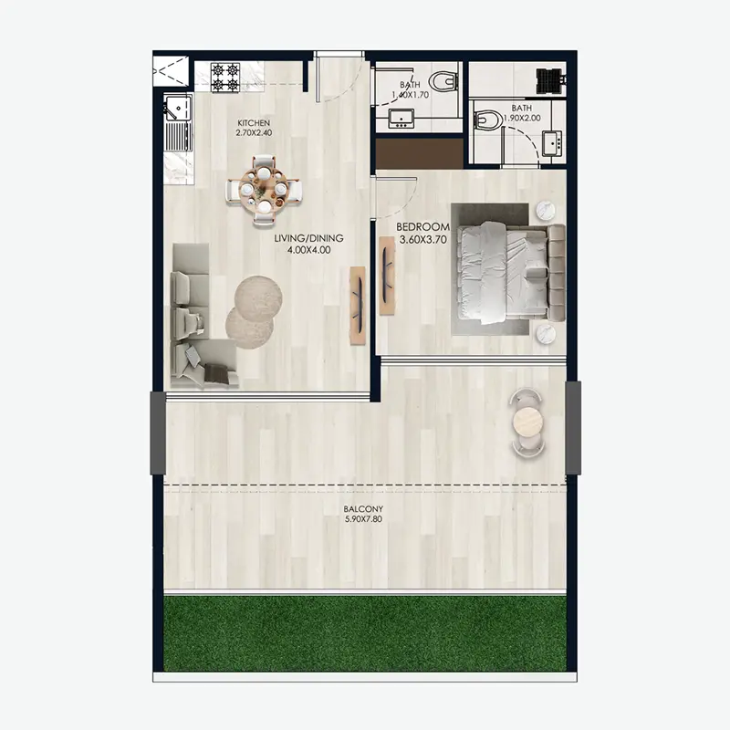1 bedroom Apartments -  Reem by Vision floor plan
