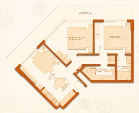 2 Bedrooms apartments - Avenew 888 - Modo floor plan