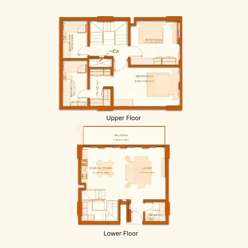 2 Bedrooms duplex - Avenew 888 - Modo floor plan