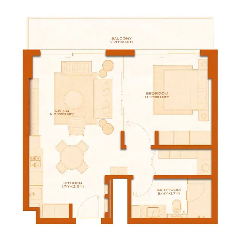 1 bedroom Apartments -  Avenew 888 - Modo floor plan