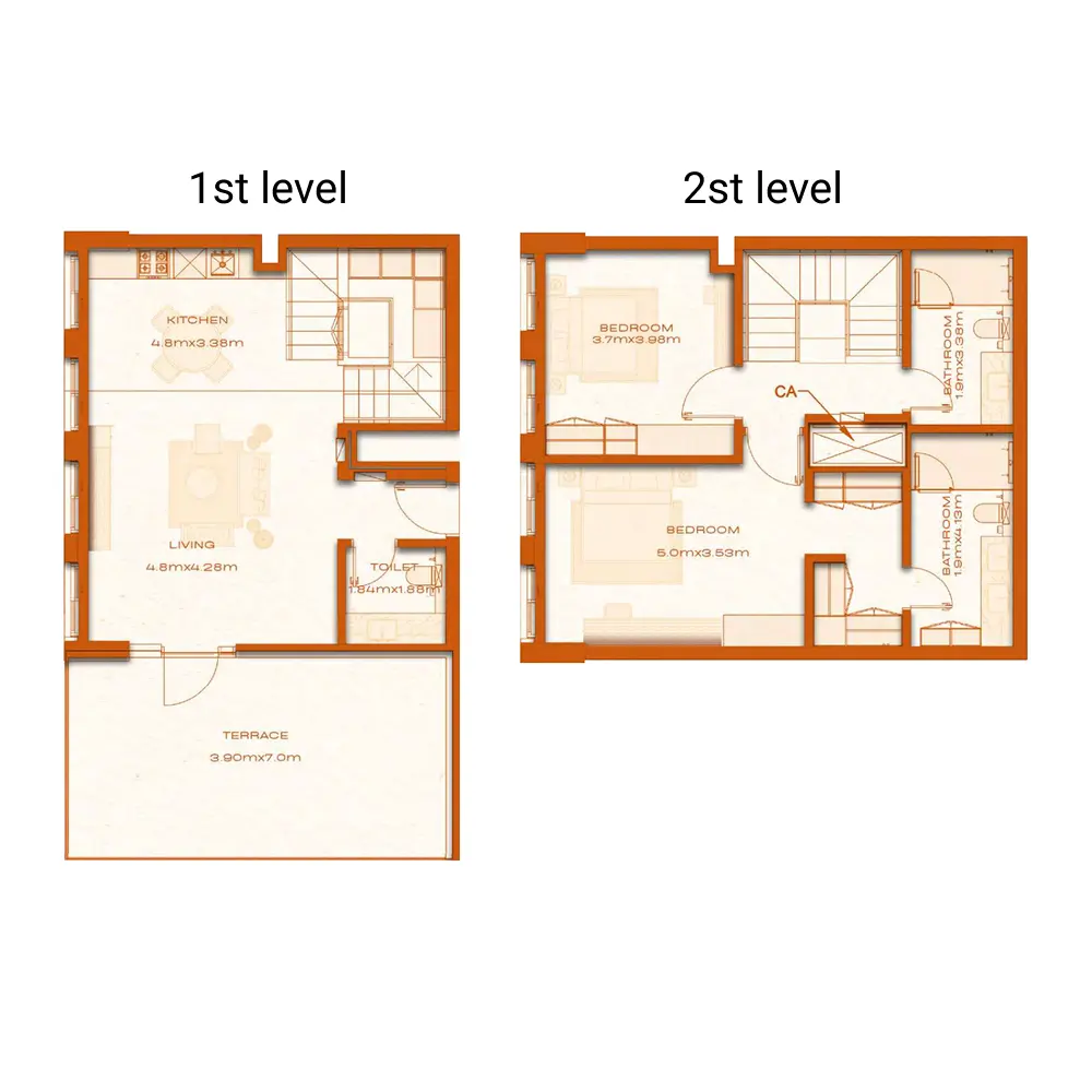 2 bedroom Duplex -  Avenew 888 - Modo floor plan