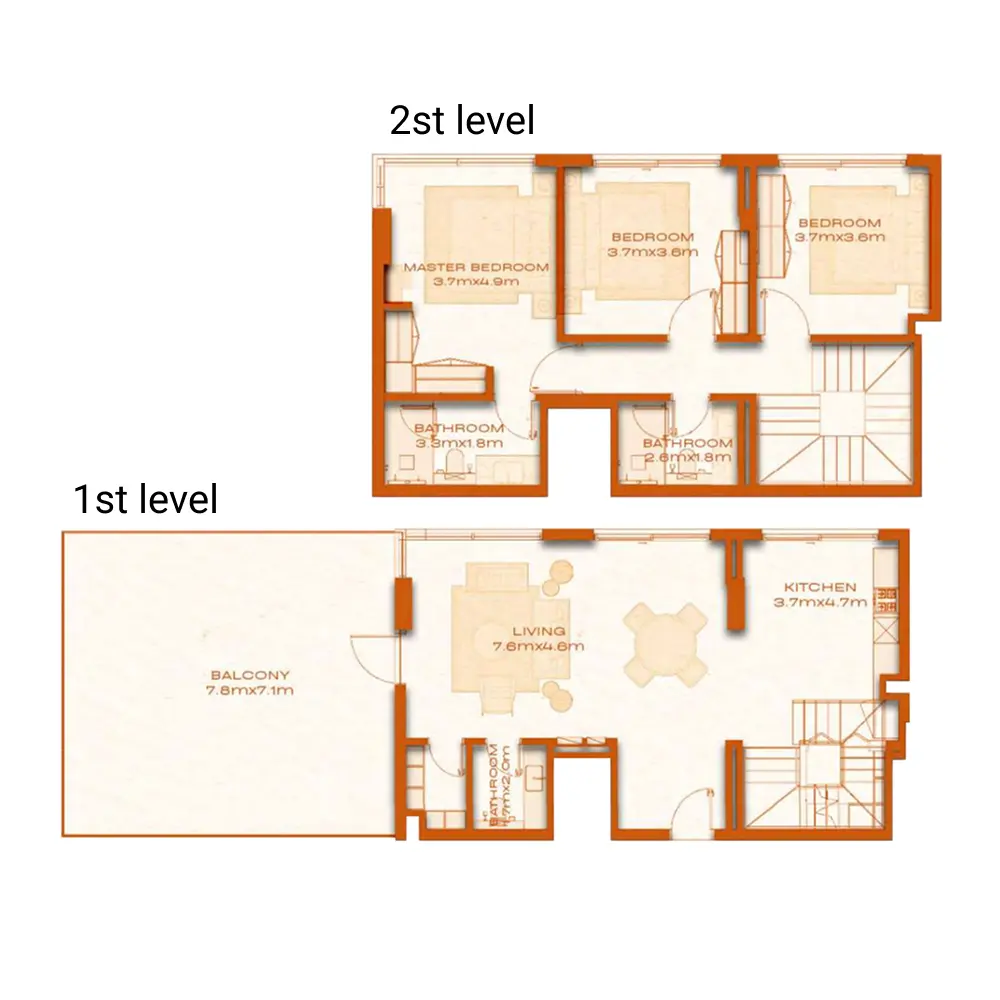 3 bedroom Duplex -  Avenew 888 - Modo floor plan