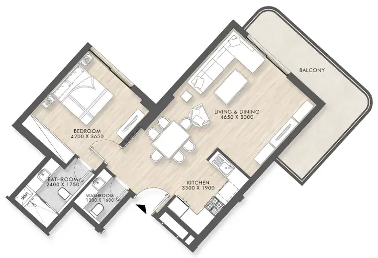 1 Bedroom apartments - Capital Horizon Terraces floor plan