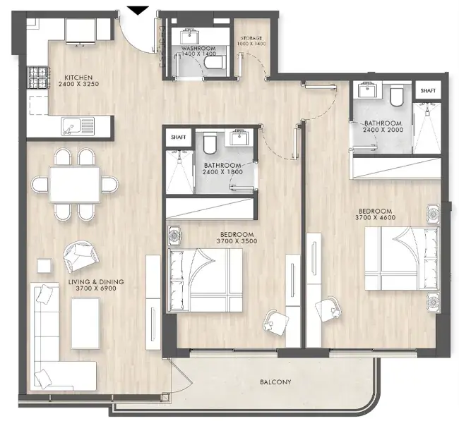 2 Bedrooms apartments - Capital Horizon Terraces floor plan