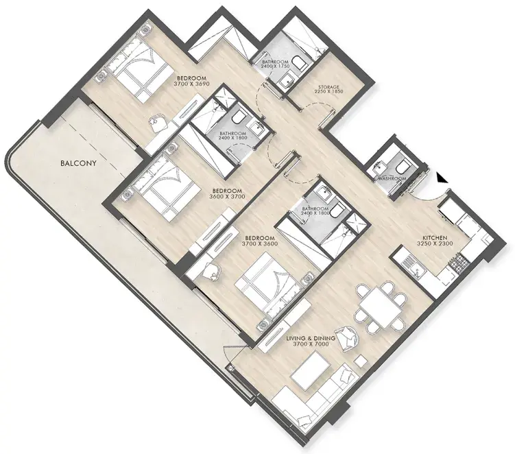 3 Bedrooms apartments - Capital Horizon Terraces floor plan
