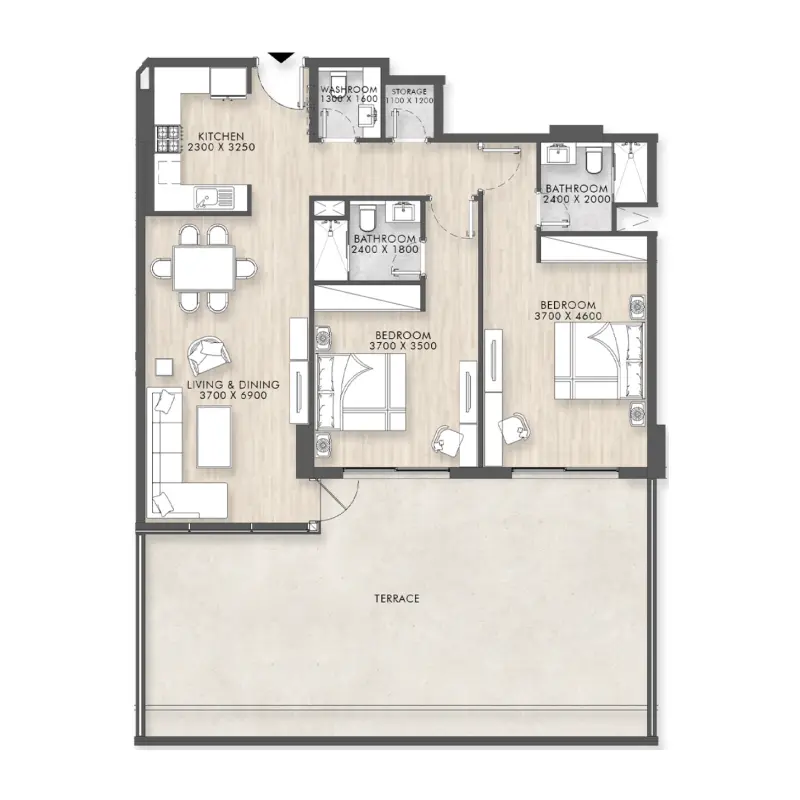 2 bedroom floor plan