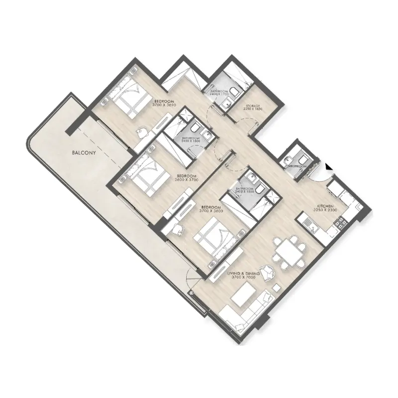 3 bedroom floor plan
