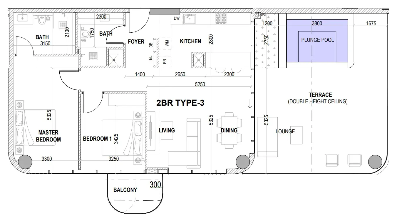 2 Bedrooms apartments - Villa Del Divos floor plan