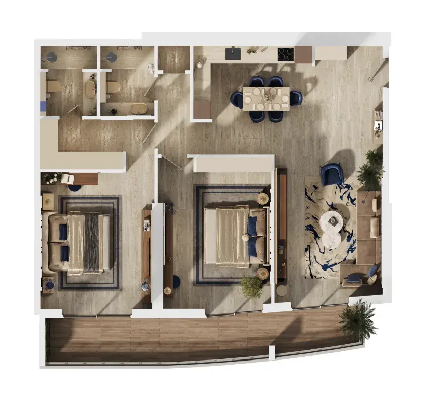 2 Bedrooms apartments - MAG 777 floor plan