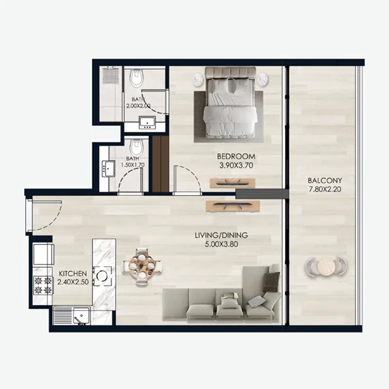 1 bedroom Apartments -  Soul by Vision floor plan