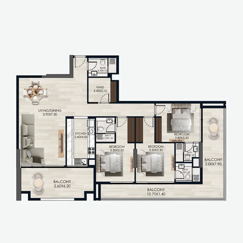 3 bedroom Apartments -  Soul by Vision floor plan