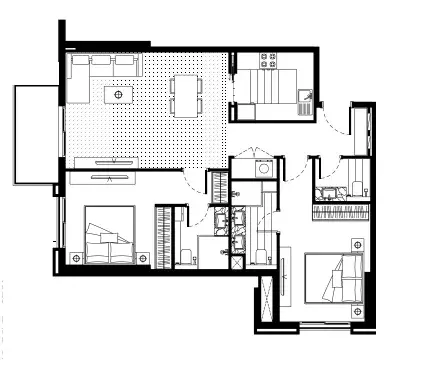 2 Bedrooms apartments - FH Residency floor plan